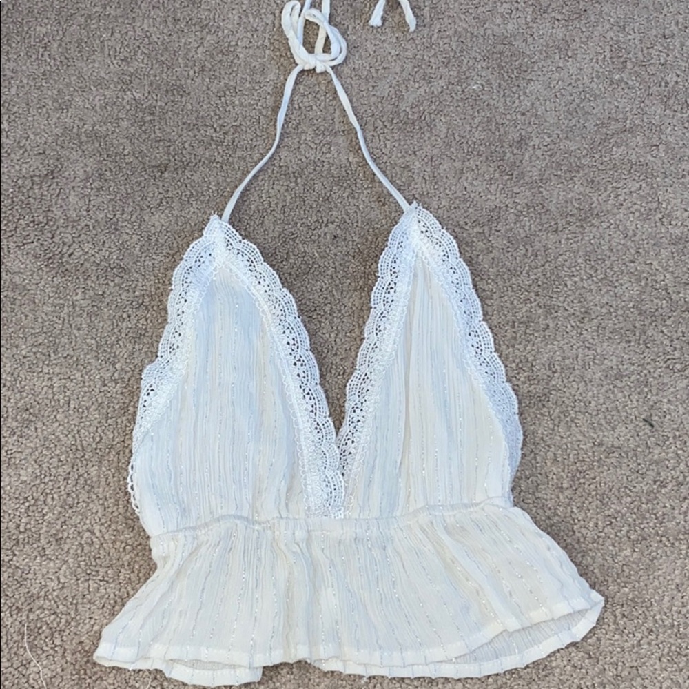 white halter tie top